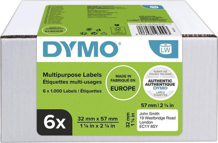 Produktbild Dymo Vielzweck-Etiketten 32 x 57 mm 6x 1000 St.