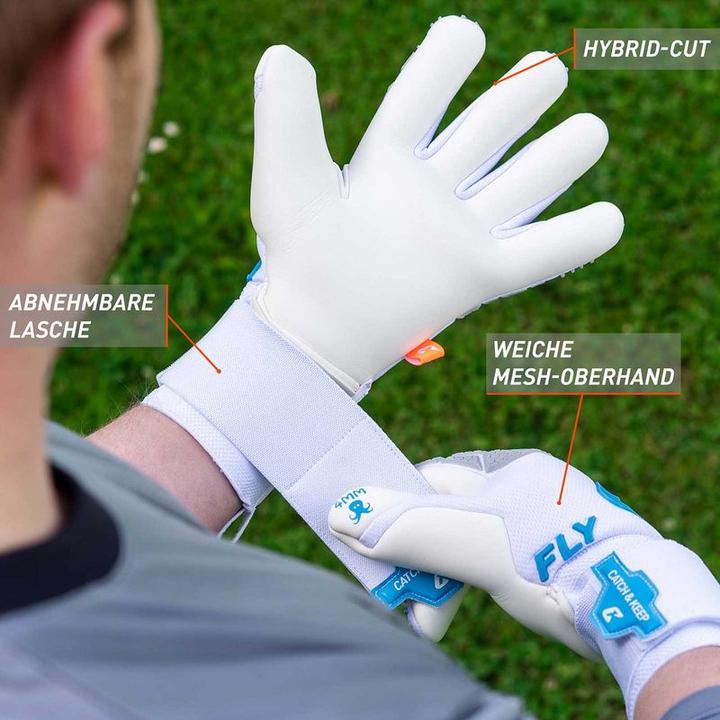 Produktbild Catch & Keep Fussballhandschuhe Fly White Soul Gr. 11 Weiss Torwart Keeper Goalie Handschuhe (11)
