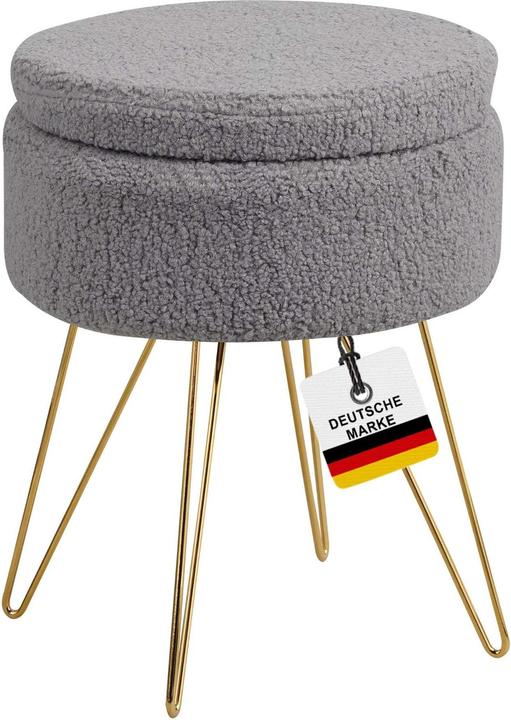Albatros International Albatros Hocker mit Stauraum Cannes – Sitzhocker mit Stauraum, Modernes Design, Edler Samt/Sherpa –