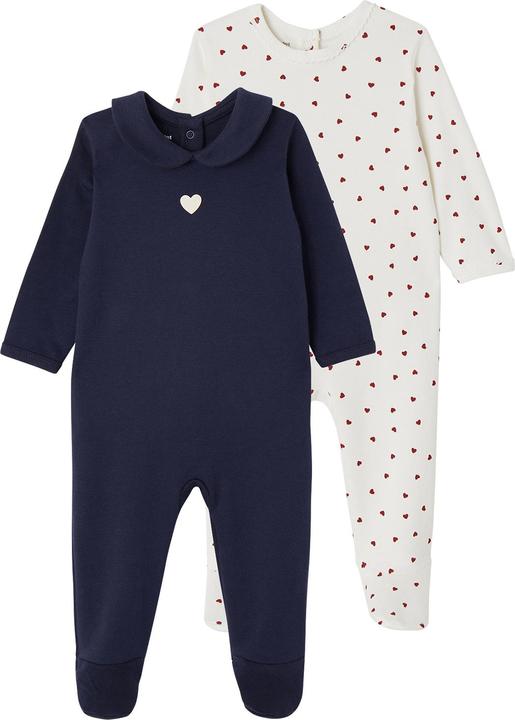 Vertbaudet 2er-Pack Baby Strampler mit Herzen Oeko-Tex (92)