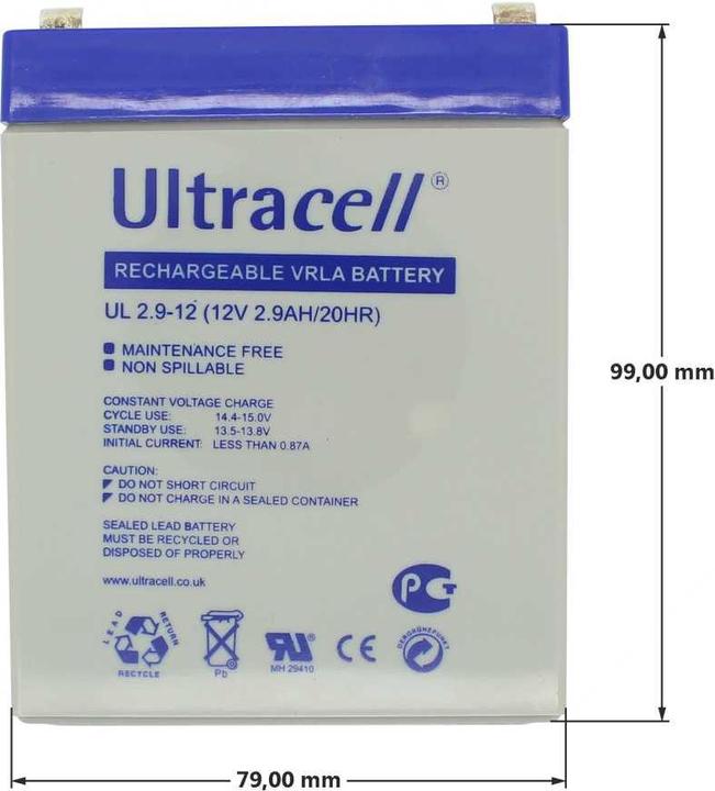 Actual product image Ultracell Battery UL2.9-12 (12 V, 2.90 Ah)