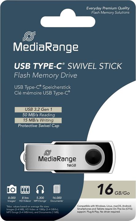 Productafbeelding MediaRange Swivel Stick (16 GB, USB 3.2)