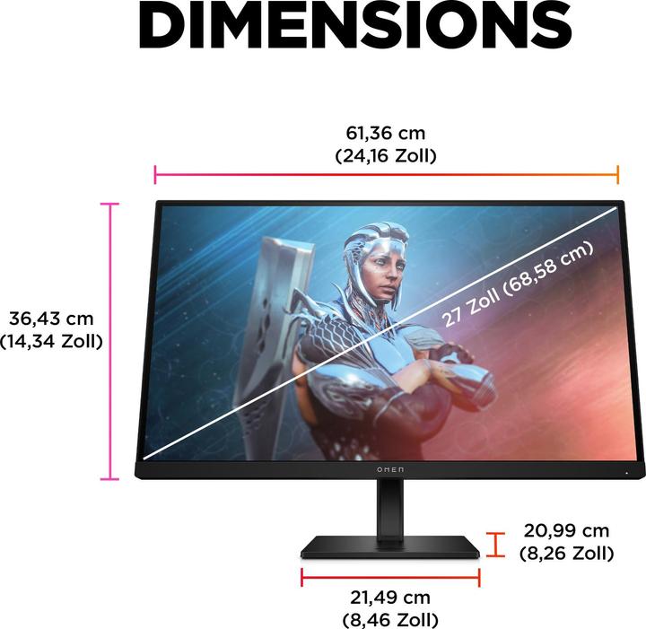 Image du produit HP OMEN/27/27"/IPS/FHD/165Hz/1ms/Black/2R (1920 x 1080 pixels, 27")