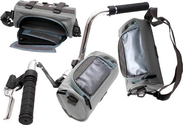Produktbild Dunlop - Fahrradlenkertasche/Gepäcktasche mit Smartphonetasche (grau) (1.20 l, Lenkertasche)