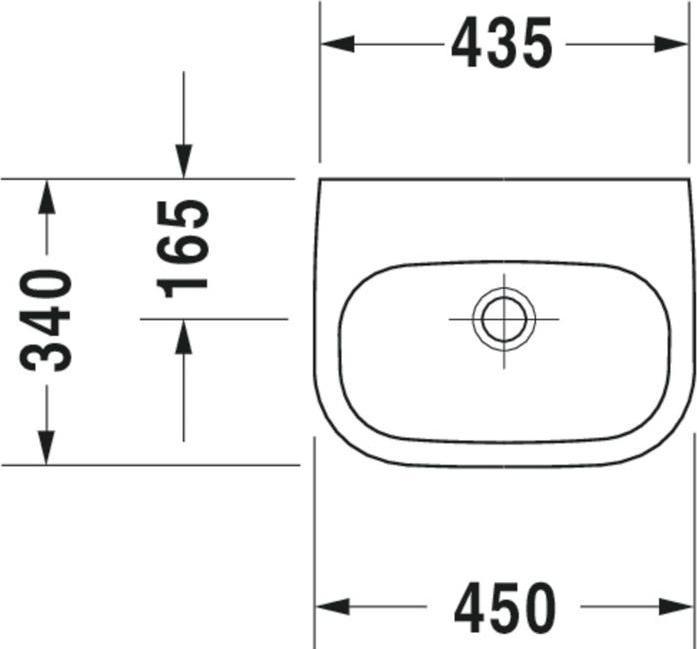 Actual product image Duravit Hand-rinse basin D-CODE MED o ÜL m HLB 450x340mm 1 tap hole white (34 cm, 45 cm)