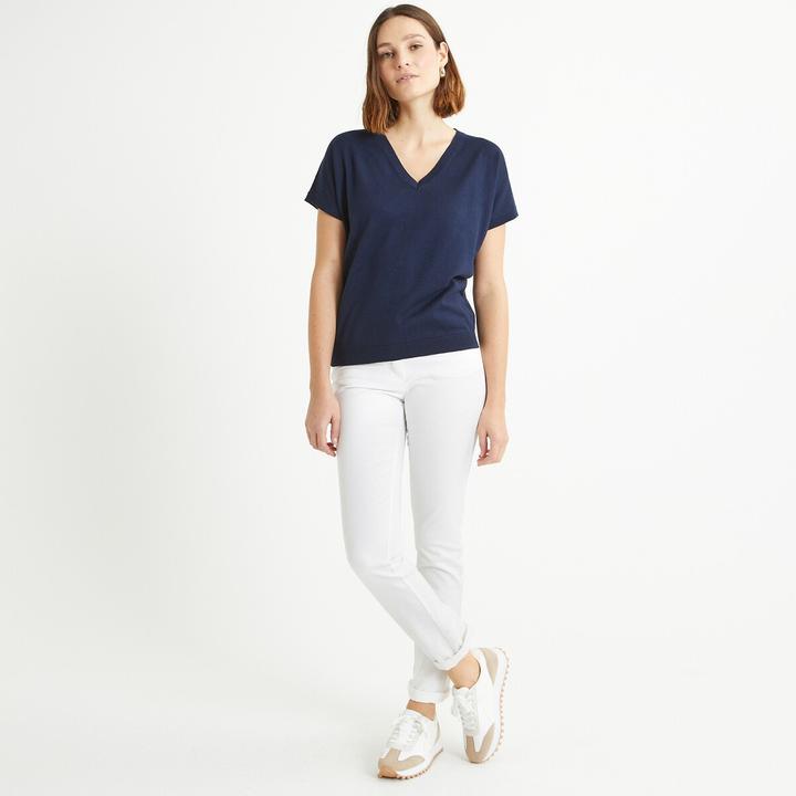 Image du produit Anne Weyburn Pull en maille fine avec encolure en V et manches courtes (40)