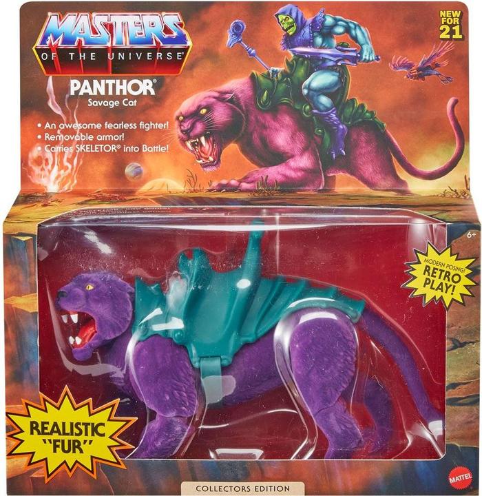 Actual product image Mattel Masters of the Universe Origins Panthor Flocked Collectors Edition Exclusive