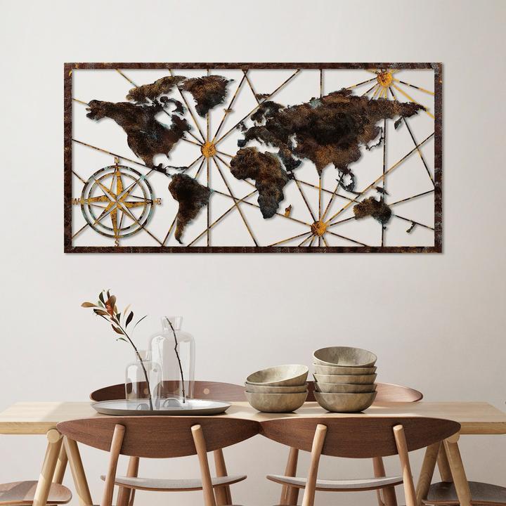 Produktbild Wallxpert Metal World Map (120 x 60 cm)