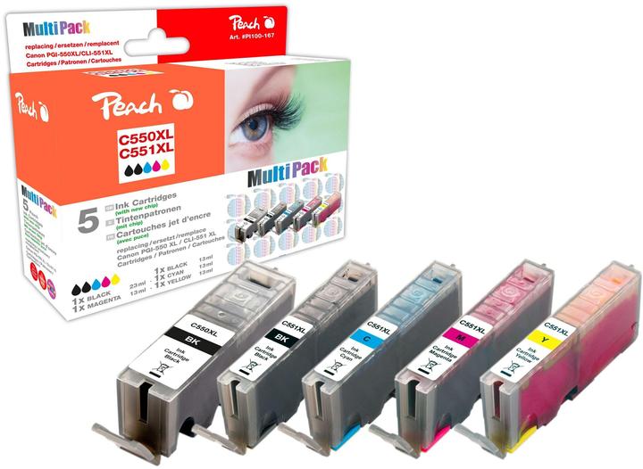 Peach CLI-551XL/PGI-550XL Multipack (M, C, Y, PBK, FC)