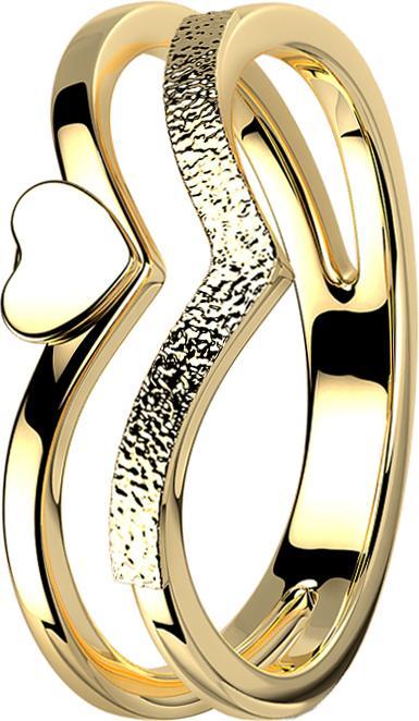 Actual product image Star Piercing Ring gold-plated two angles with heart (52, Steel)