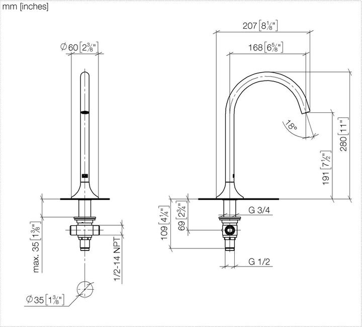 Actual product image Dornbracht VAIA washbasin pedestal spout without drain set, projection 168 mm, 13716809