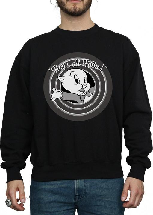 Actual product image Looney Tunes Mens That's All Folks Porky Pig Sweatshirt (L)