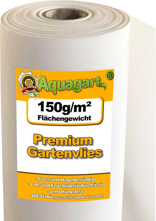 Produktbild Aquagart 190m² Gartenvlies Unkrautvlies Unkrautfolie Mulchvlies 150g/m² weiss 1m breit