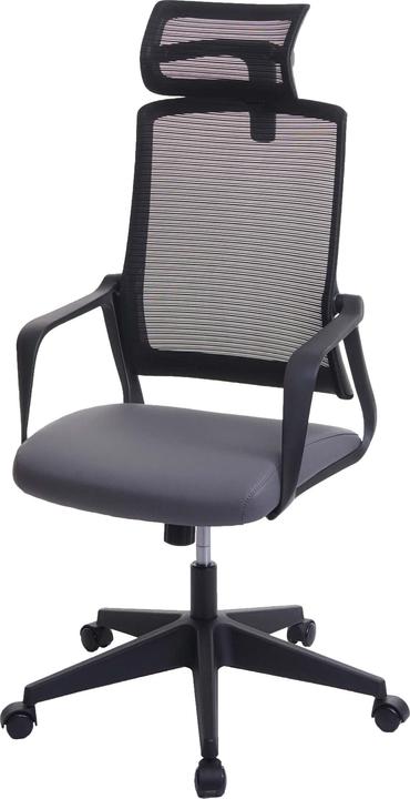 Produktbild Swisshandel24 Bürostuhl, Drehstuhl Schreibtischstuhl, ergonomisch Kopfstütze, Kunstleder grau