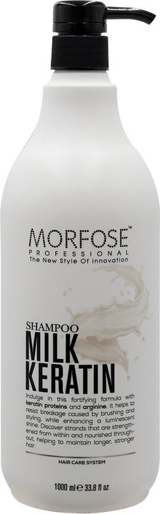 Morfose Milk Keratin Shampoo 1000ml mit Keratinproteinen und Arginin stärkt das Haar und fügt Shi (1000 ml, Flüssiges Shampoo)