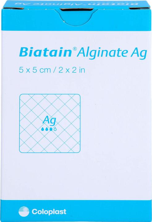 Produktbild Coloplast Biatain Alginate Ag Kompressen 5x5cm mit Silber, 10 St VER