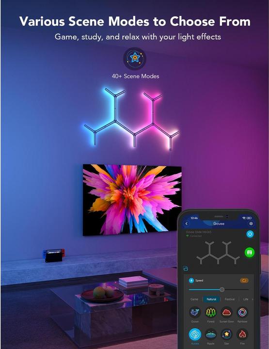 Productafbeelding Govee Paneelverlichting Y-lights Glide, 7 stuks, RGBIC, Wi-Fi + BT