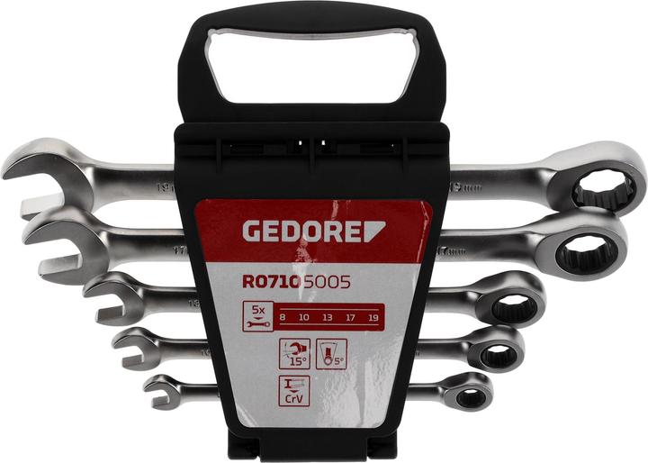Produktbild Gedore Red red R07105005 Ringratschenmaulschlüssel Satz SW8-19 mm 5-teilig (19 mm, 8 mm, 7 mm, 29 mm, 10 mm)