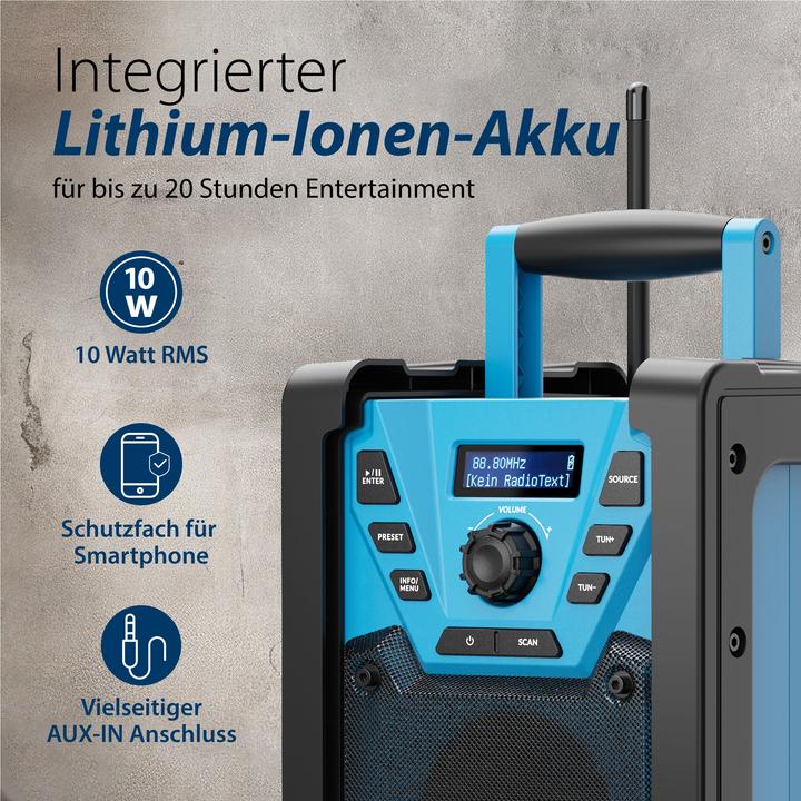 Produktbild Blaupunkt Baustellenradio mit DAB+ und Akku | BSR 300 (DAB+, UKW, Bluetooth)