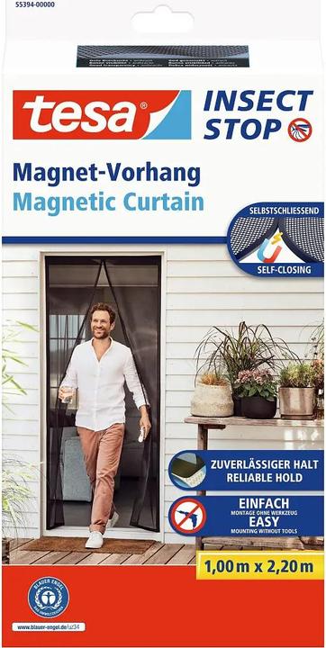 Produktbild tesa Insektenschutz Magnetvorhang für Balkon- und Terrassentüren, selbstschliessend, Montage ohne Bohren (100 x 220 cm)