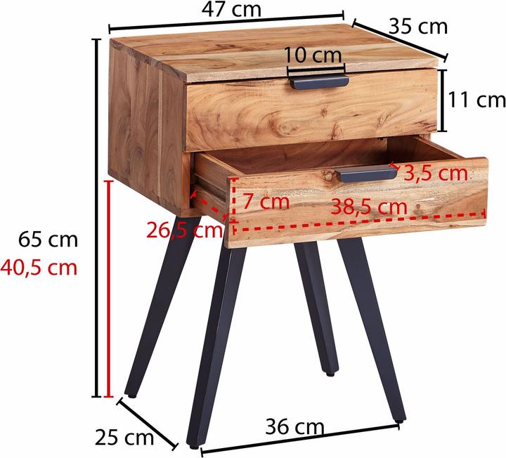 Actual product image Wohnling Night console (47 x 35 x 65 cm)