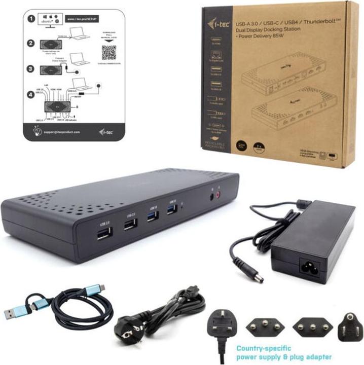 Actual product image i-tec USB 3.0 / USB-C / Thunderbolt Dual Display Docking Station + Power Delivery 100W (USB-C, 12 Ports)