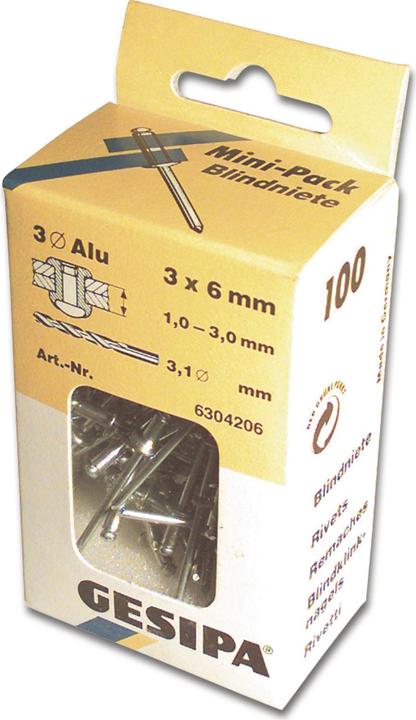 Produktbild Gesipa Blindnieten 3,0x 6mm kurz, Alu