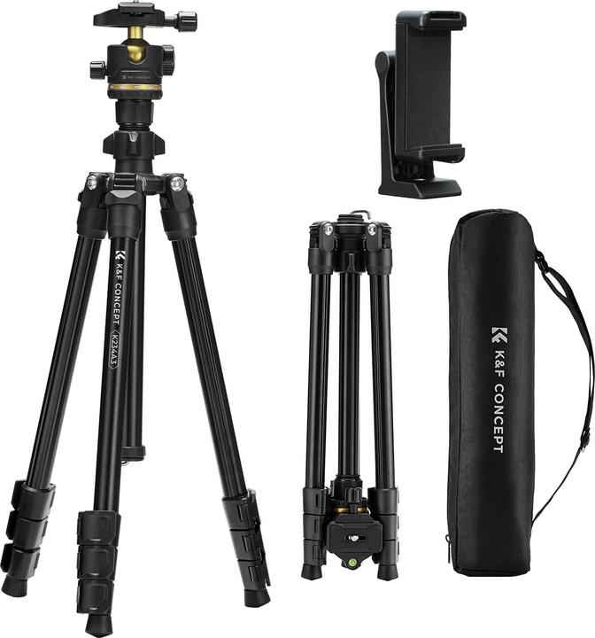 Actual product image K&F Concept K234A3+BH-36L +Phone Clip Magnesium Aluminum Alloy Tripod (Metal)