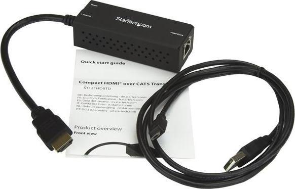 Produktbild StarTech Kompakter HDBaseT Transmitter - HDMI über Cat5 - HDMI zu HDBaseT Konverter - USB Powered - bis zu 4K (CAT Extender)