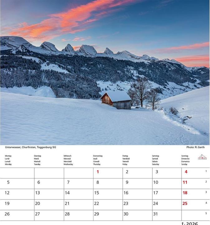 Actual product image Schweiz 21x24 2026 (21 x 24 cm, Hardcover, French, German, Italian)