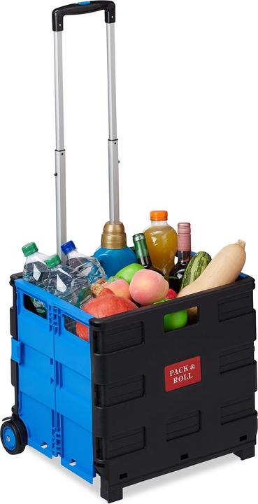 Actual product image Relaxdays Folding Shopping Trolley, Telescopic Handle