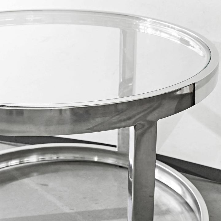 Image du produit Loberon Set de 2 tables d'appoint Cibran argenté (45 x 80 cm)