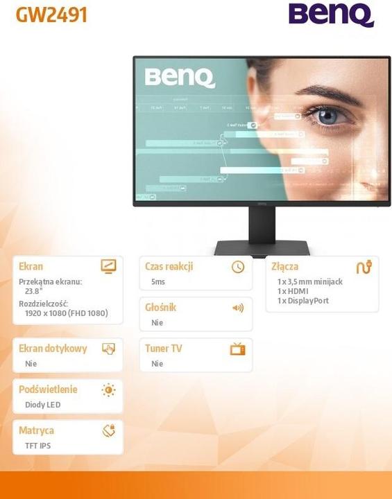 Produktbild BenQ GW2491 IPS 100HZ 24IN MONITOR (1920 x 1080 Pixel, 24")