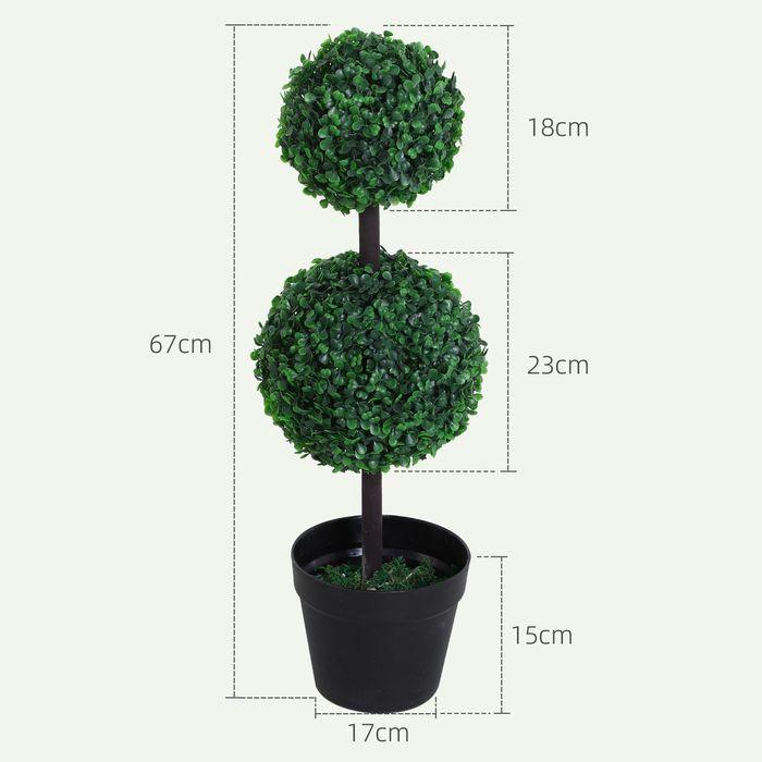 Produktbild Swisshandel24 künstliche Pflanzen 2er Set gross 67 cm Kunstpflanze mit 2 Kugel für Wohnzimmer (67 cm)