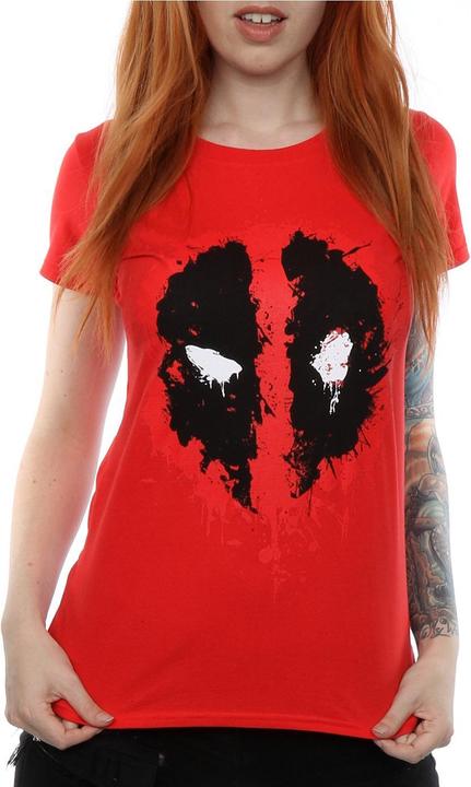 Actual product image Deadpool Womens/Ladies Splat Face Cotton T-Shirt (XS)