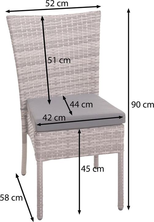 Image du produit Swisshandel24 2x Poly-Rattan chaise, chaise de balcon chaise de jardin, empilable - gris, coussin gris foncé
