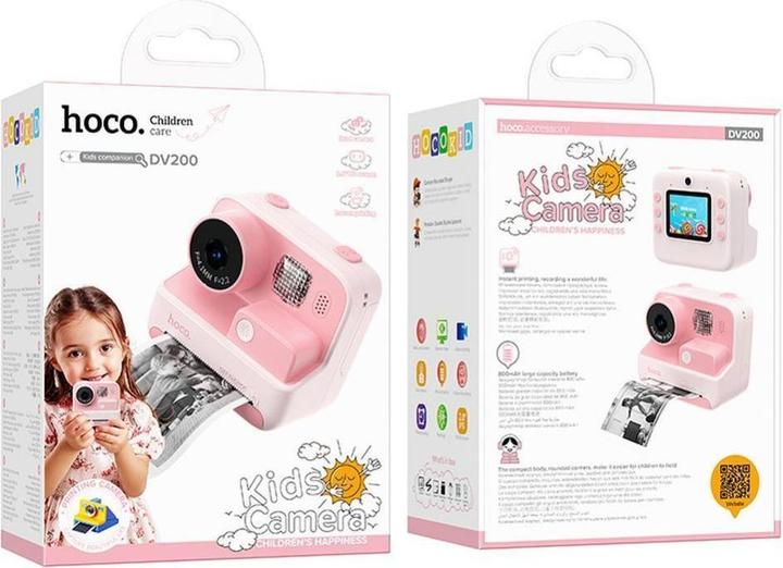Produktbild Hoco Headphone with microphone digital kids camera with printer DV200 pink