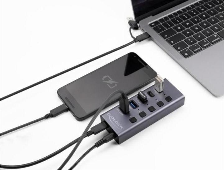Actual product image Delock USB 5 Gbps Hub mit 2 x USB Typ-A und 2 x USB Type-C B (USB-A, USB-C, 5 Ports)