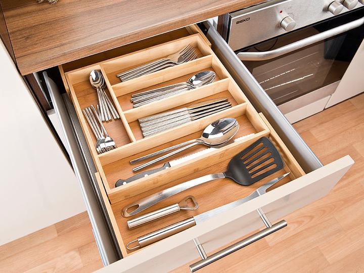 Produktbild Rosenstein & Söhne 2er-Set variable Bambus-Besteckeinsätze