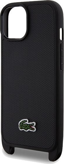 Actual product image Lacoste LCHCP15SSPVCK iPhone 15 / 14 / 13 6.1" czarny/black hardcase Iconic Petit Pique Crossbody (Apple iPhone 15)