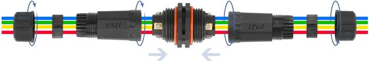 Produktbild Delock Kabelverbinder für Aussenbereich 4 Pin, IP68 wasserdicht, schraubbar, Kabeldurchmesser 4,5