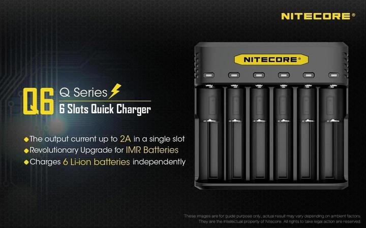 Produktbild Nitecore Q6 6-Schacht-Ladegerät (1 Stk., 14500, 16340, 18650, 26650, Akku)
