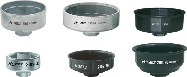 HAZET Serie di chiavi per filtro olio 2169/6 ∙ Attacco quadro, cavo, 10 mm (3/8 di pollice), Attacc…