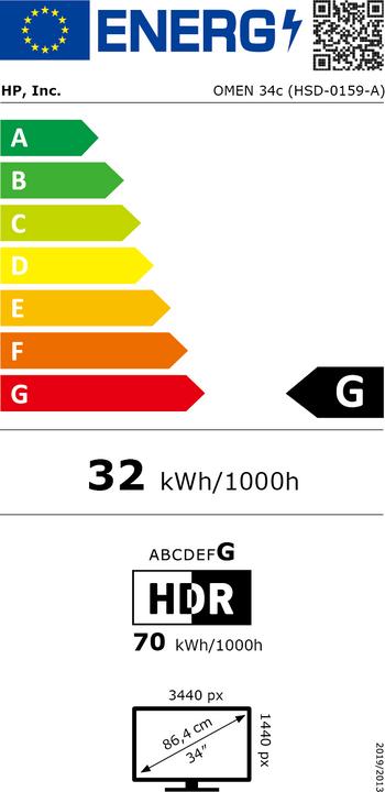 Energie-Label HP Omen 34c (3440 x 1440 Pixel, 34")