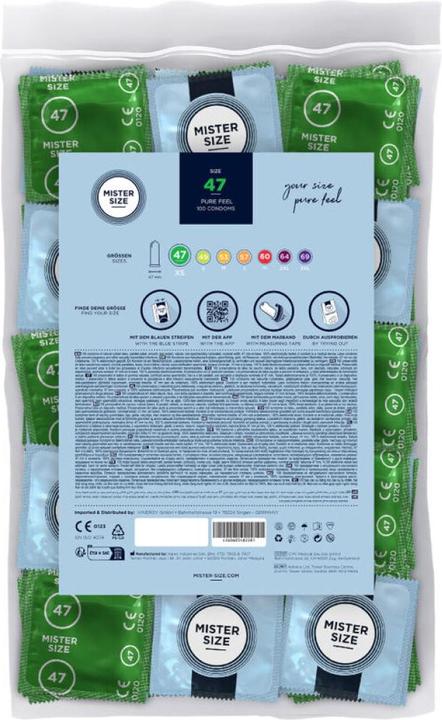 Image du produit Mister Size 47 mm Préservatifs, 100 pièces, latex de caoutchouc naturel, ultra-minces, humidifiés au silicone (100 pcs)