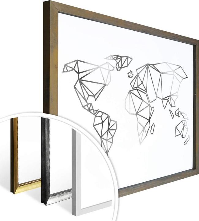 Produktbild Trenddeko Origami Weltkarte - Silber-Optik (150 x 120 cm)