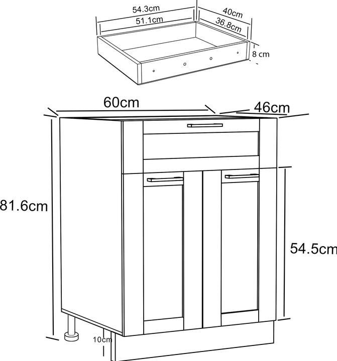 Actual product image VCM Küchenschrank B 60 cm Unterschrank Colura (60 x 46 x 82 cm)