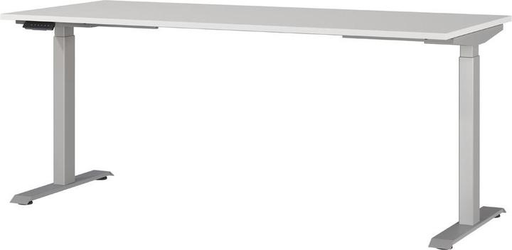 Produktbild Germania JET höhenverstellbarer Schreibtisch lichtgrau rechteckig, T-Fuss-Gestell silber 180,0 x 80,0 (180 x 72 cm)