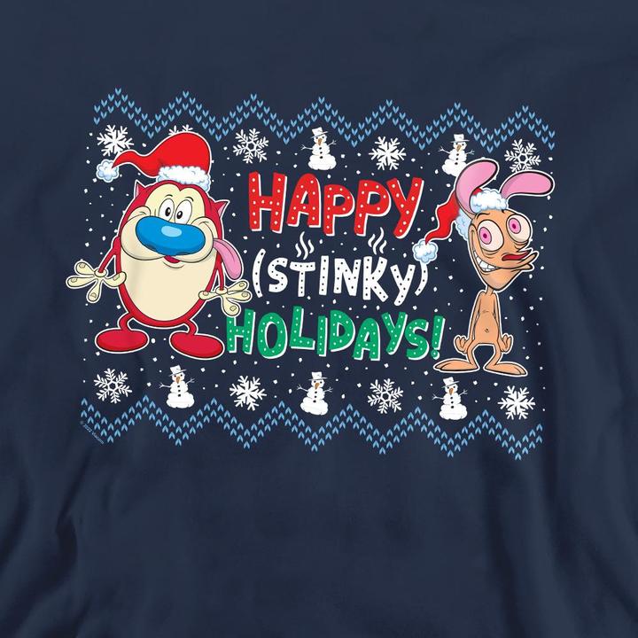 Actual product image Ren & Stimpy Unisex Adult Happy Stinky Holidays Christmas Jumper Sweatshirt (XL)