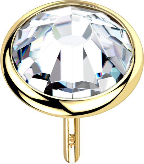 Star Piercing Threadless Scheibe 14k gold mit Kristall silber (ohne Messing, 14k Gold)